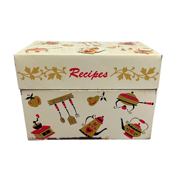 Ohio Art Other - VTG 1960s Ohio Art Co Metal Kitchen Retro Recipe Box 1970s Red Black W/ RECIPES
